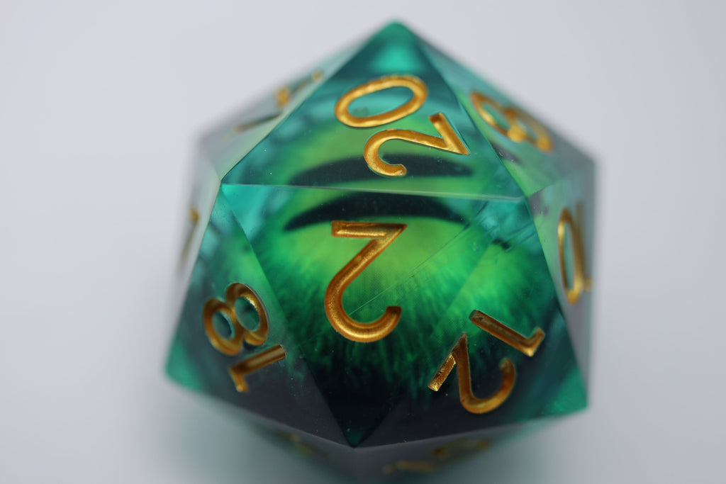 35mm Moving Eye D20 - Green Cyclops Eye Plastic Dice Foam Brain Games