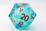 33mm Sharp Edge Liquid Core D20 - Ocean Swirl Plastic Dice Foam Brain Games
