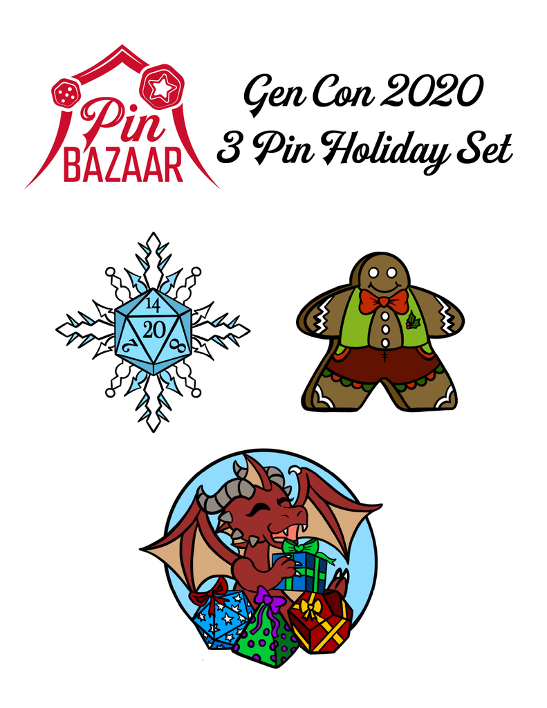 Pin Bazaar: Gen Con 2020 Holiday Pin Set  Foam Brain Games