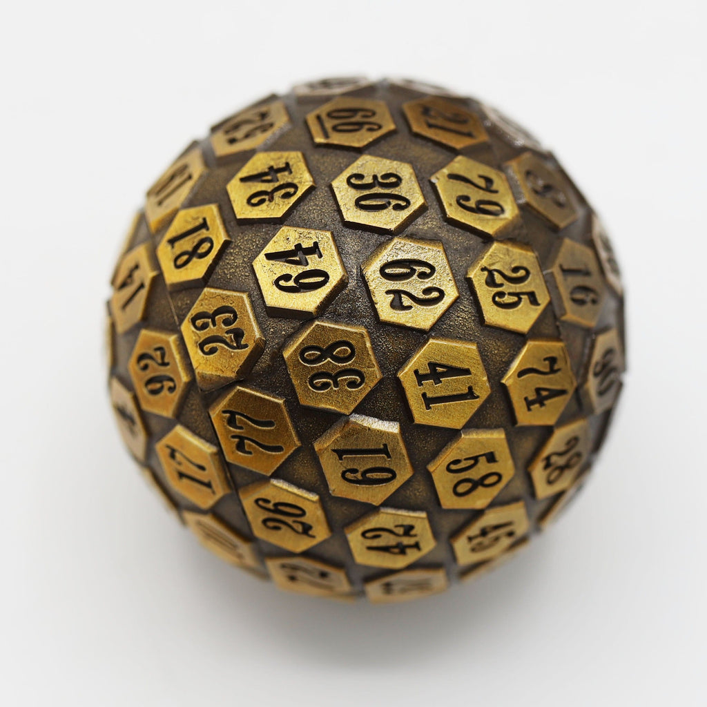 45mm Metal D100 - Gold Metal Dice Foam Brain Games