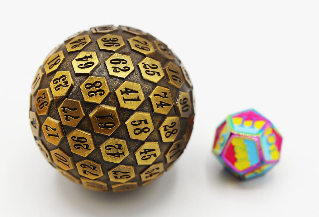 45mm Metal D100 - Gold Metal Dice Foam Brain Games