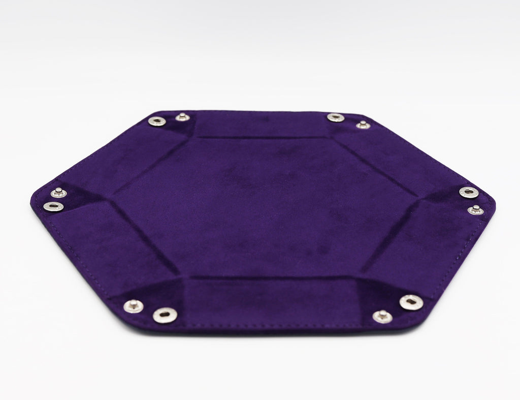 Leatherette & Velvet Dice Tray (Navy w/ Purple Hex) Dice Tray Foam Brain Games