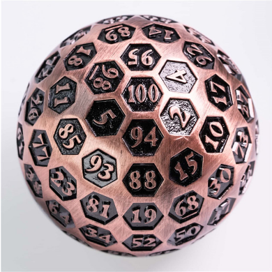 45mm Metal D100 - Inscribed Copper Metal Dice Foam Brain Games