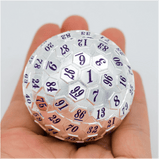45mm Metal D100 - Platinum with Purple Metal Dice Foam Brain Games