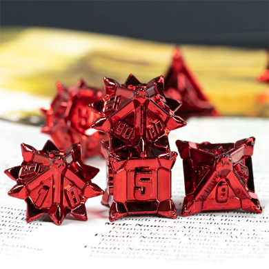Warrior's Flail: Red - Metal RPG Dice Set Metal Dice Foam Brain Games