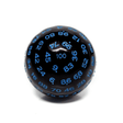 45mm D100 - Black Opaque with Blue Plastic Dice Foam Brain Games