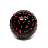 45mm D100 - Black Opaque with Red Plastic Dice Foam Brain Games