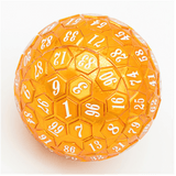 45mm Metal D100 - Orange with White Font Metal Dice Foam Brain Games