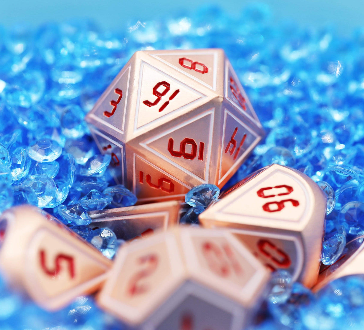 Digital Copper White with Red RPG Dice Set