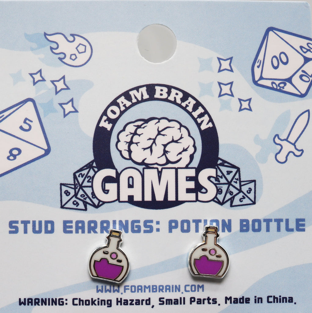 Stud Earrings: Potion Bottle Jewelry Foam Brain Games